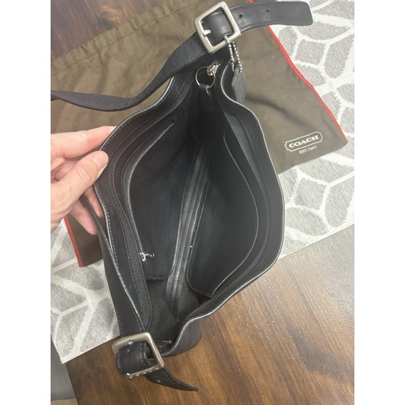 Vintage Coach 9407 Black Leather Legacy Shoulder Bag Slim Handbag Purse - Picture 3 of 10